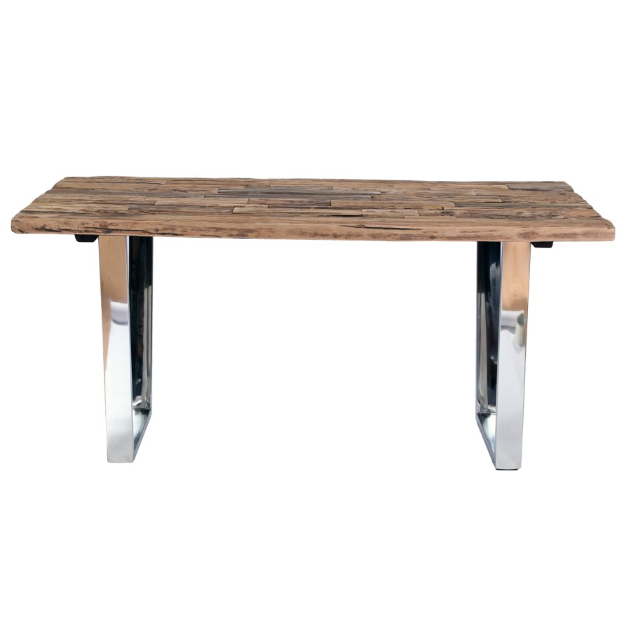 Grayson Large Industrial Wood Dining Table with Glass Top - Seats 6