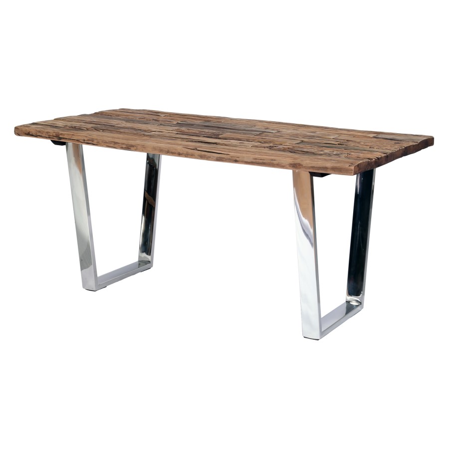 Grayson Large Industrial Wood Dining Table with Glass Top - Seats 6