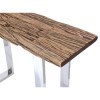 Rustic Solid Wood Console Table with Metal Legs &amp; Glass Top - Grayson