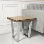 Grayson Industrial Side Table in Railway Wood with Glass Top