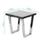 Grayson Industrial Side Table in Railway Wood with Glass Top