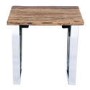 Grayson Industrial Side Table in Railway Wood with Glass Top