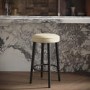 Beige Upholstered Kitchen Counter Stool with Black Legs - Gatsby