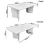 GRADE A1 - White Marble Effect Pillar Extendable Dining Table - Geneva
