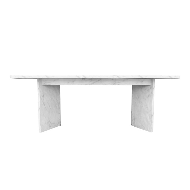 White Marble Effect Pillar Extendable Dining Table - Seats 6 - 8 - Geneva