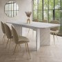 White Marble Effect Pillar Extendable Dining Table - Seats 6-8 - Geneva