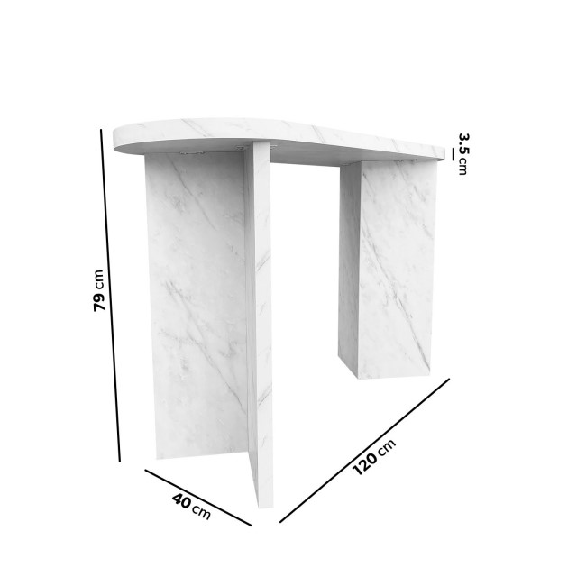 Large White Marble Effect Console Table - Geneva