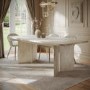 Beige Marble Effect Pillar Extendable Dining Table - Seats 6 - 8 - Geneva