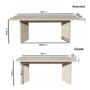 Beige Marble Effect Pillar Extendable Dining Table - Seats 6 - 8 - Geneva