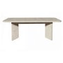 Beige Marble Effect Pillar Extendable Dining Table - Seats 6 - 8 - Geneva