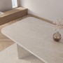 Beige Marble Effect Pillar Extendable Dining Table - Seats 6 - 8 - Geneva
