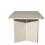 Beige Marble Effect Pillar Extendable Dining Table - Seats 6 - 8 - Geneva