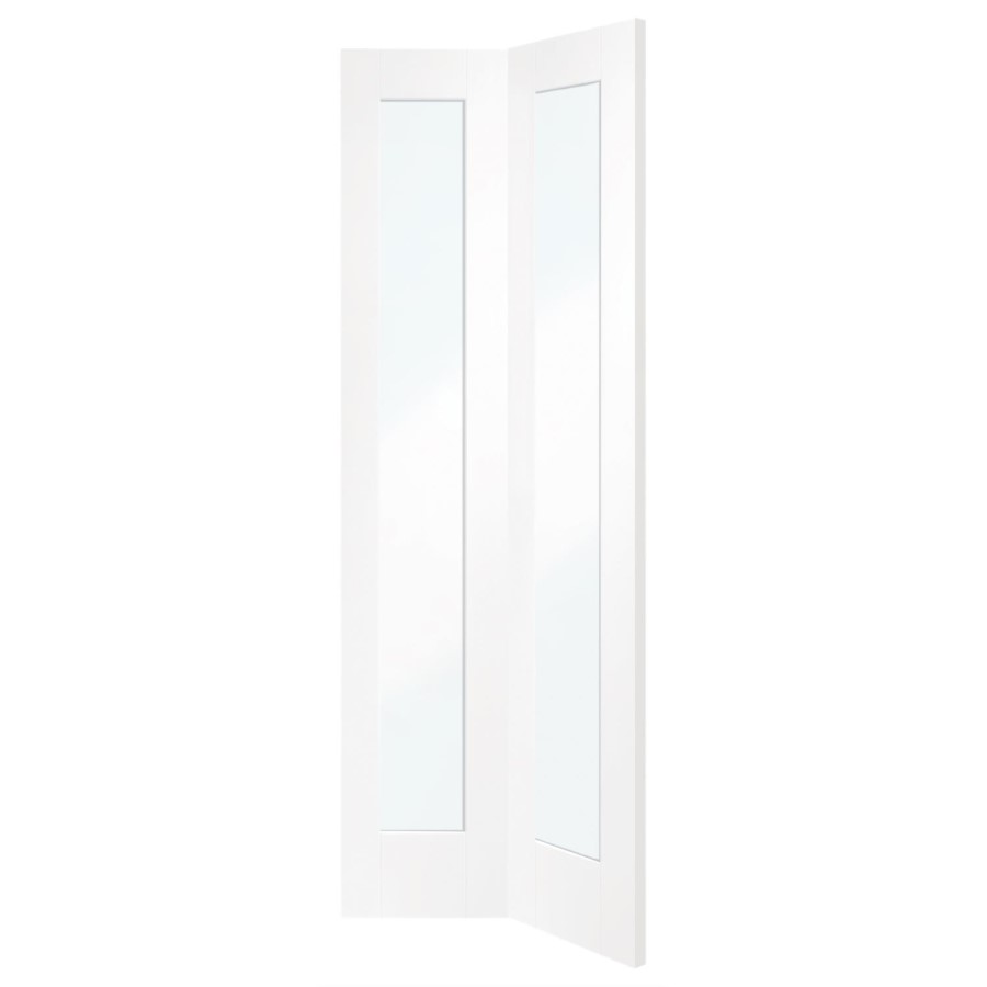 Internal White Primed Pattern 10 Bi-Fold with Clear Glass - White Primed, 1981 x 686 x 35 mm
