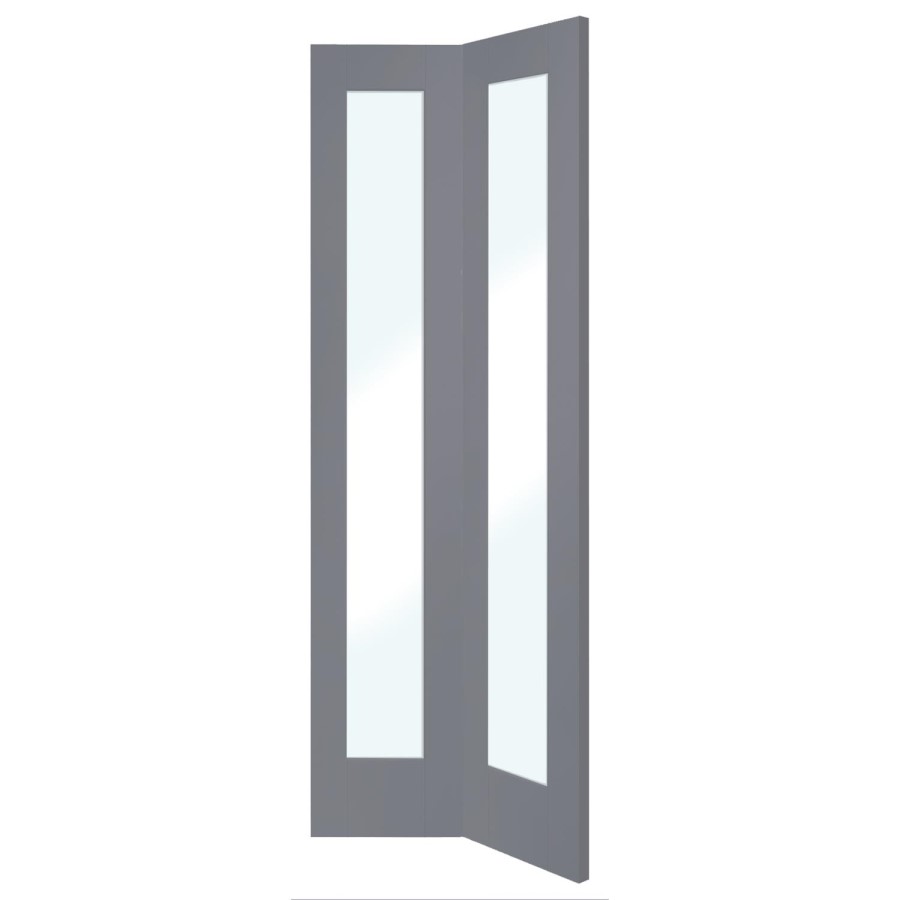 Internal White Primed Pattern 10 Bi-Fold with Clear Glass - White Primed, 1981 x 686 x 35 mm