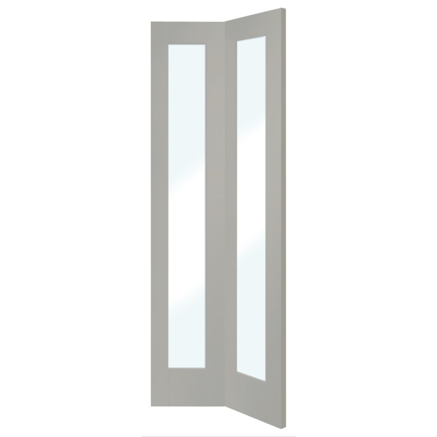 Internal White Primed Pattern 10 Bi-Fold with Clear Glass - White Primed, 1981 x 762 x 35 mm