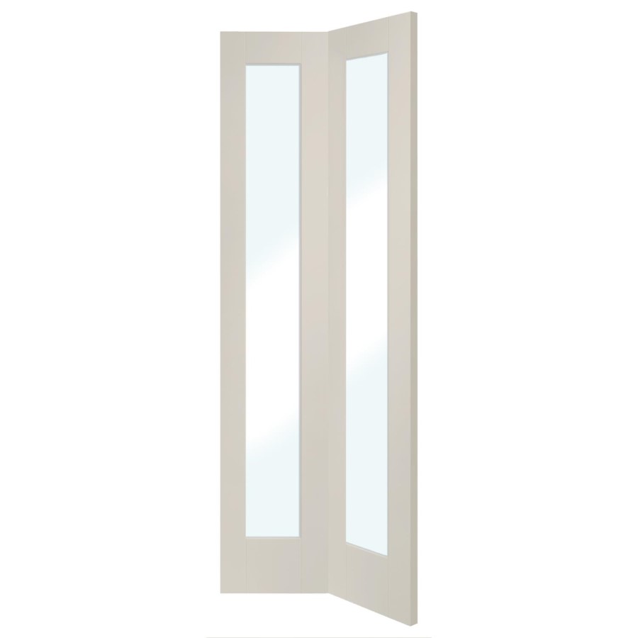 Internal White Primed Pattern 10 Bi-Fold with Clear Glass - White Primed, 1981 x 762 x 35 mm