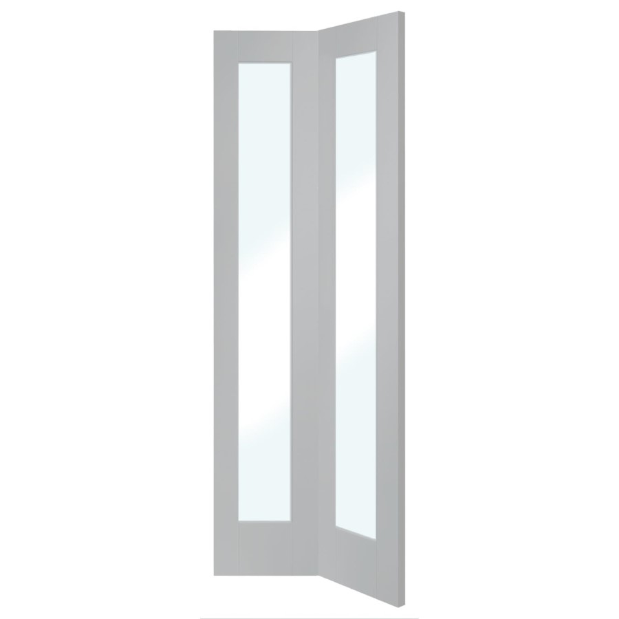 Internal White Primed Pattern 10 Bi-Fold with Clear Glass - White Primed, 1981 x 762 x 35 mm