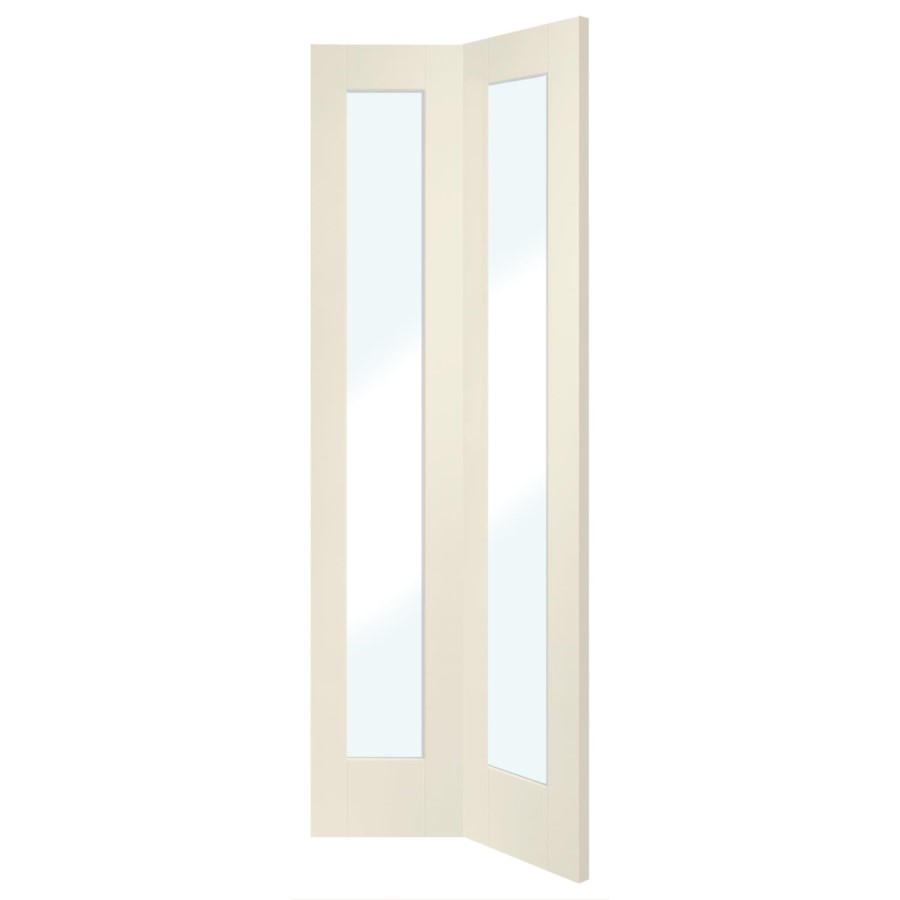 Internal White Primed Pattern 10 Bi-Fold with Clear Glass - White Primed, 1981 x 762 x 35 mm