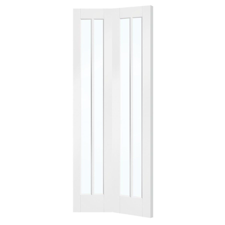 White Primed Worcester Internal Bi-Fold with Clear Glass - White Primed, 1981 x 686 x 35 mm
