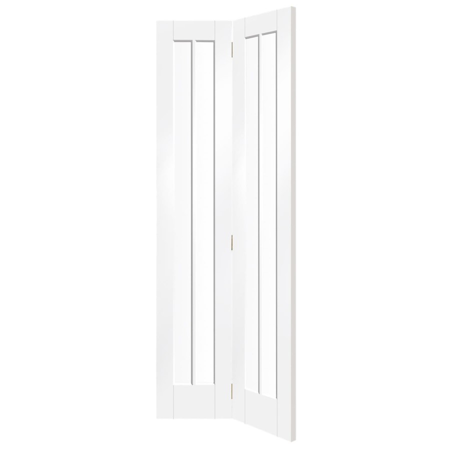 White Primed Worcester Internal Bi-Fold with Clear Glass - White Primed, 1981 x 686 x 35 mm