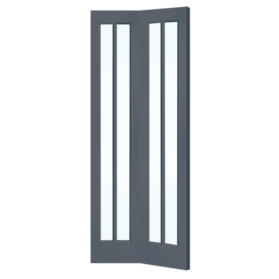 White Primed Worcester Internal Bi-Fold with Clear Glass - White Primed, 1981 x 686 x 35 mm