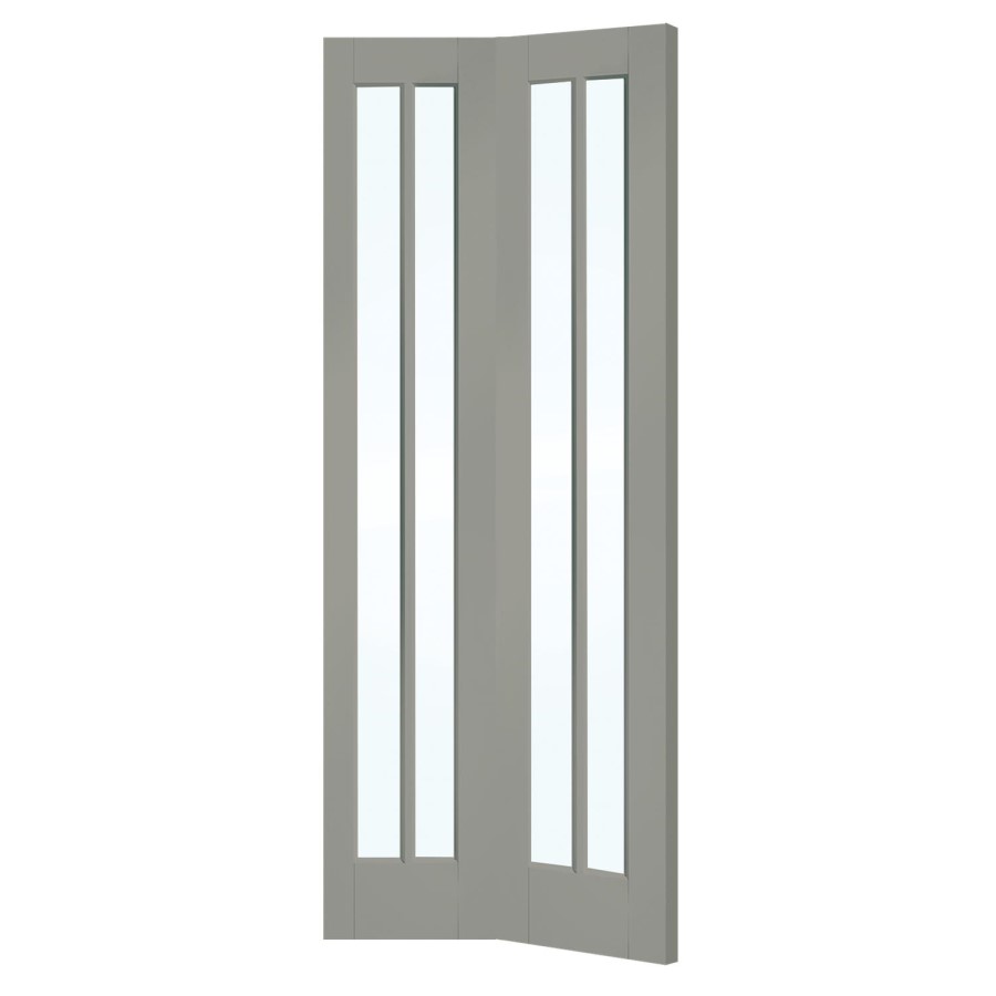 White Primed Worcester Internal Bi-Fold with Clear Glass - White Primed, 1981 x 686 x 35 mm