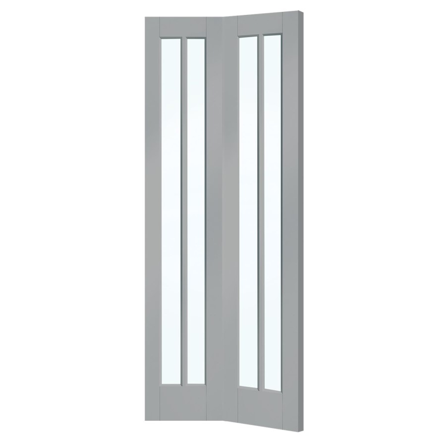 White Primed Worcester Internal Bi-Fold with Clear Glass - White Primed, 1981 x 686 x 35 mm