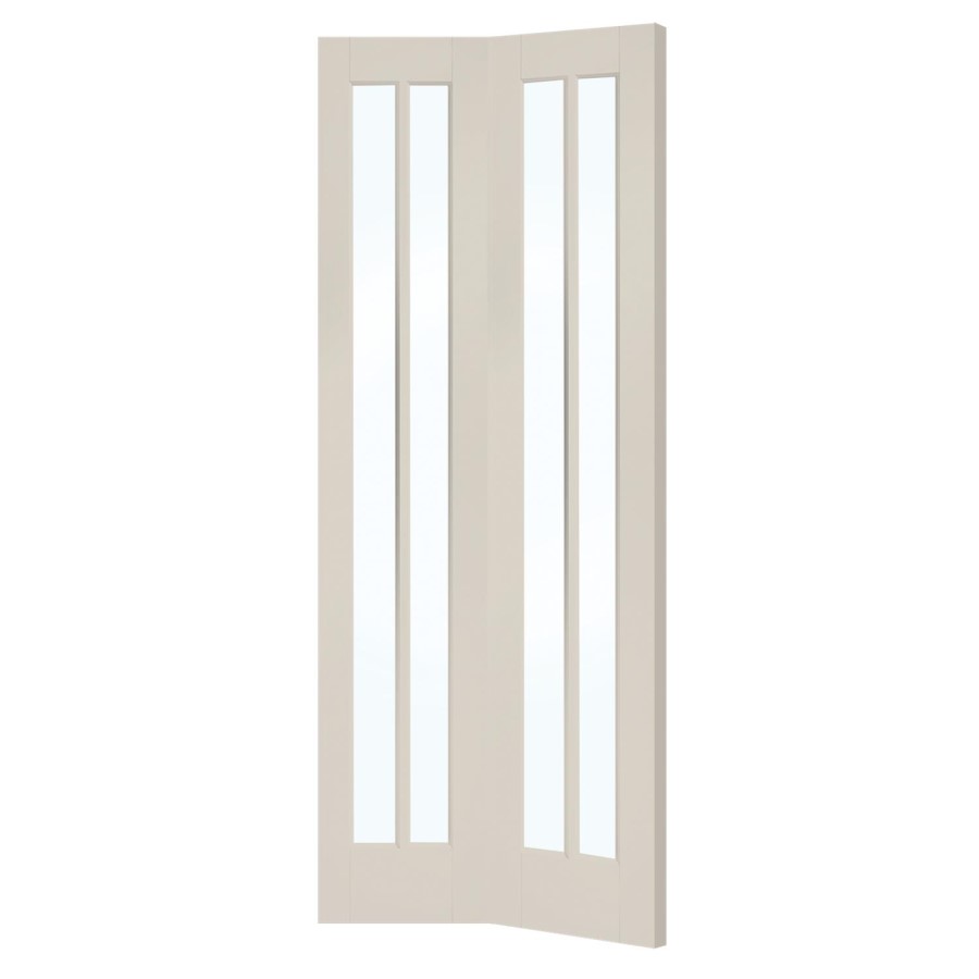 White Primed Worcester Internal Bi-Fold with Clear Glass - White Primed, 1981 x 686 x 35 mm