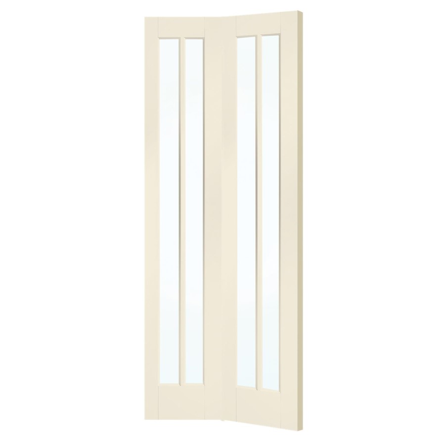 White Primed Worcester Internal Bi-Fold with Clear Glass - White Primed, 1981 x 686 x 35 mm