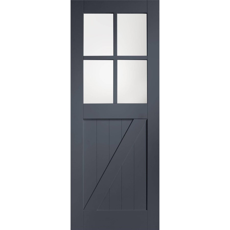Internal White Primed Cottage with Clear Glass - White Primed, 1981 x 686 x 35 mm
