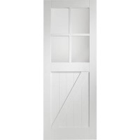 Internal White Primed Cottage with Clear Glass - White Primed, 1981 x 686 x 35 mm