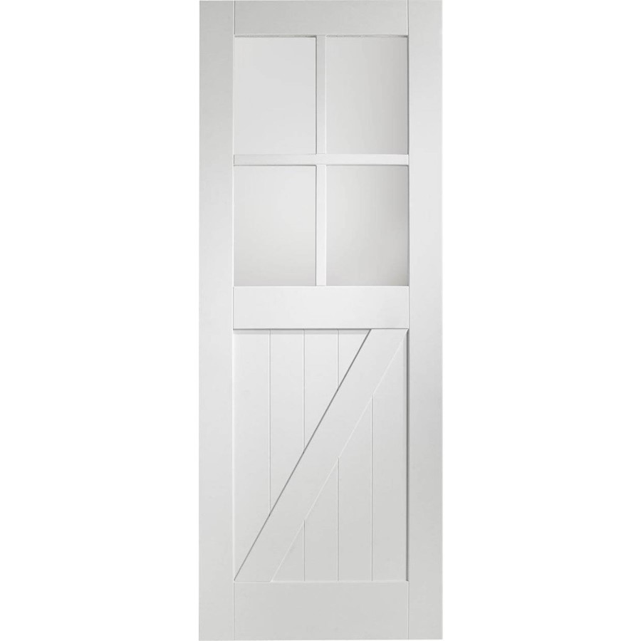 Internal White Primed Cottage with Clear Glass - White Primed, 1981 x 686 x 35 mm