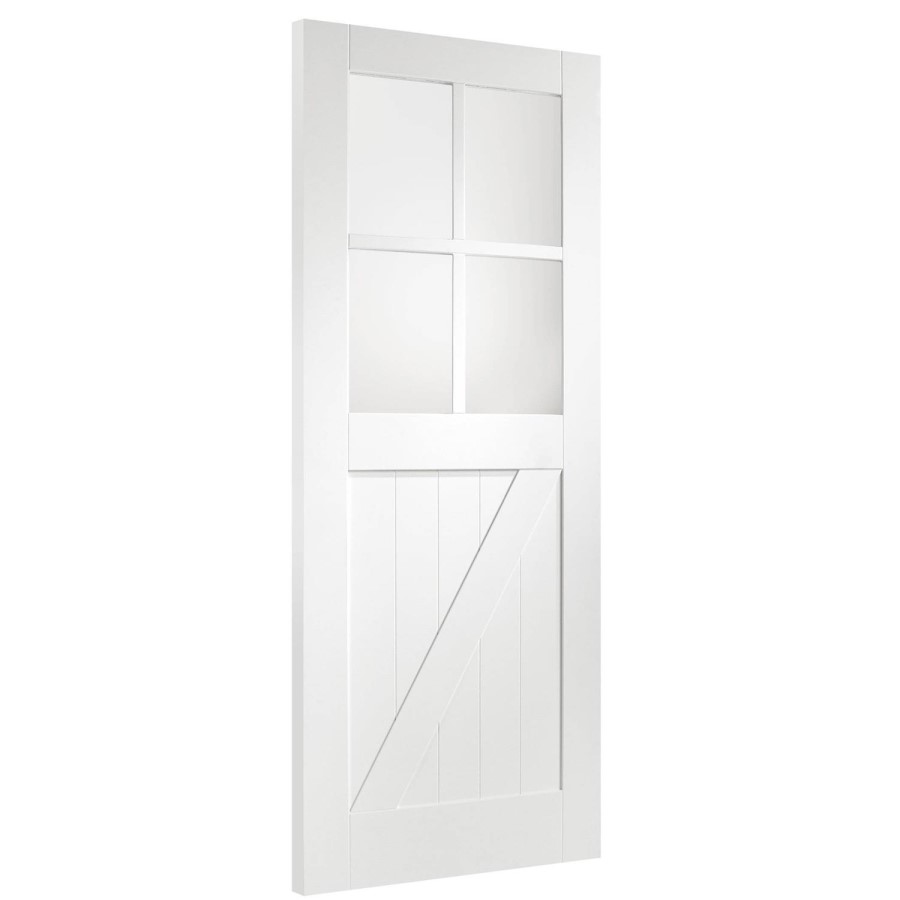 Internal White Primed Cottage with Clear Glass - White Primed, 1981 x 686 x 35 mm