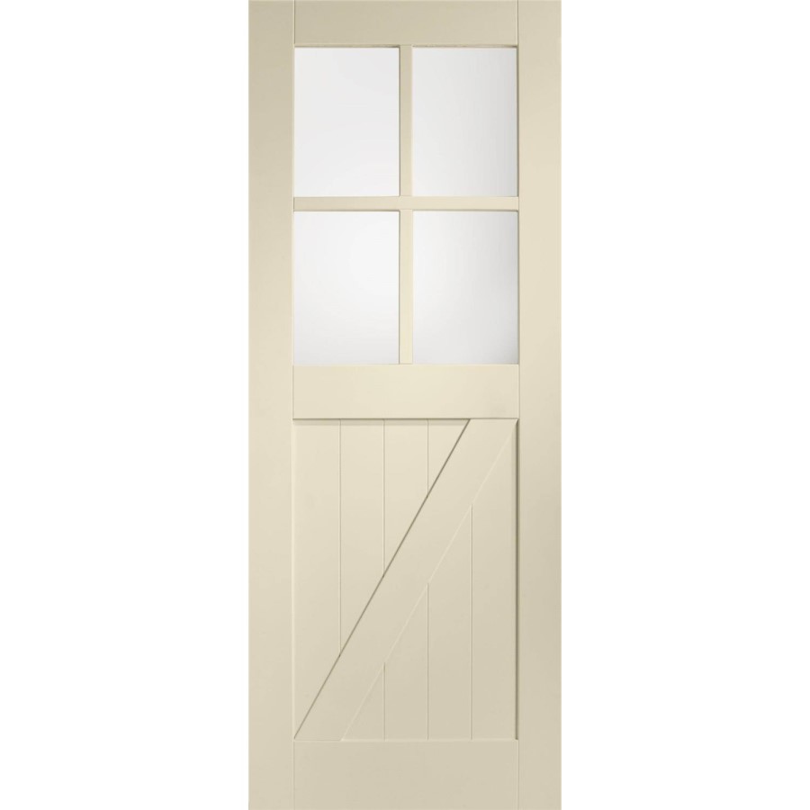 Internal White Primed Cottage with Clear Glass - White Primed, 1981 x 686 x 35 mm