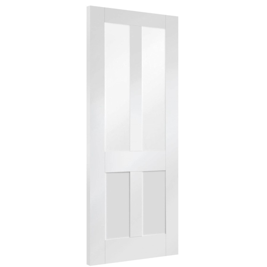 Internal White Primed Glazed Victorian 4-Panel Shaker Door with Clear Glass - 1981 x 838 x 35mm - Victoria - XL Joinery