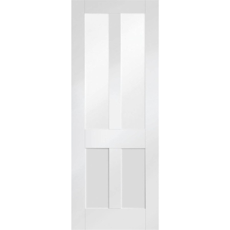 Internal White Primed Glazed Victorian 4-Panel Shaker Door with Clear Glass - 2040 x 826 x 40mm - Victoria - XL Joinery