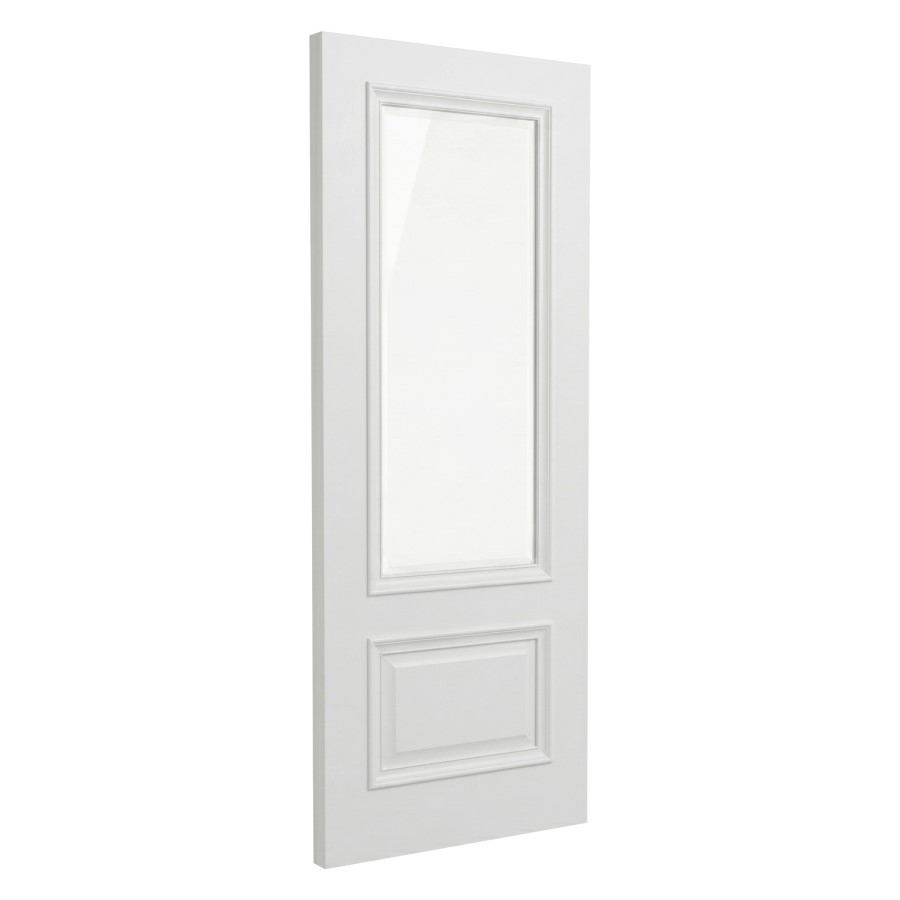 Internal White Primed Half-Glazed Door with Clear Bevelled Glass - 1981 x 762 x 35mm - Nelson - XL Joinery