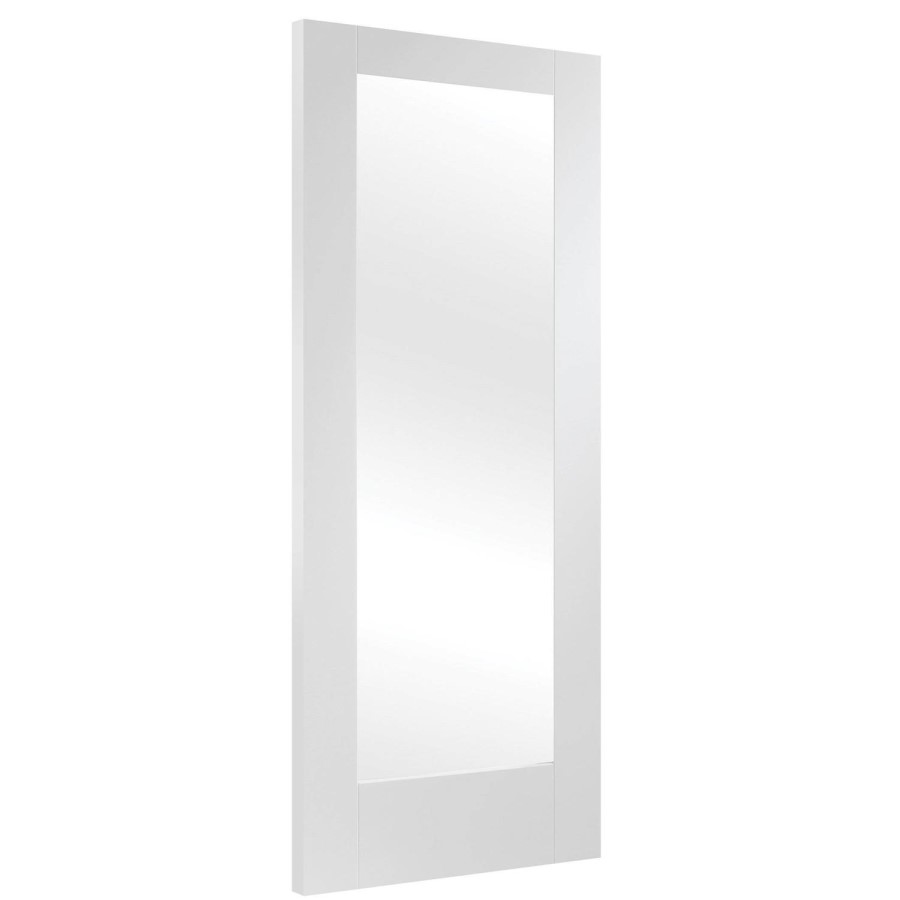 Internal White Primed Fully-Glazed Door with Opaque Glass - 1981 x 610 x 35mm - Pattern 10 - XL Joinery