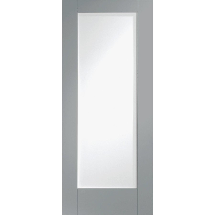 Internal White Primed Pattern 10 Fire Door with Clear Glass - 1981 x 686 x 44 mm, White Primed