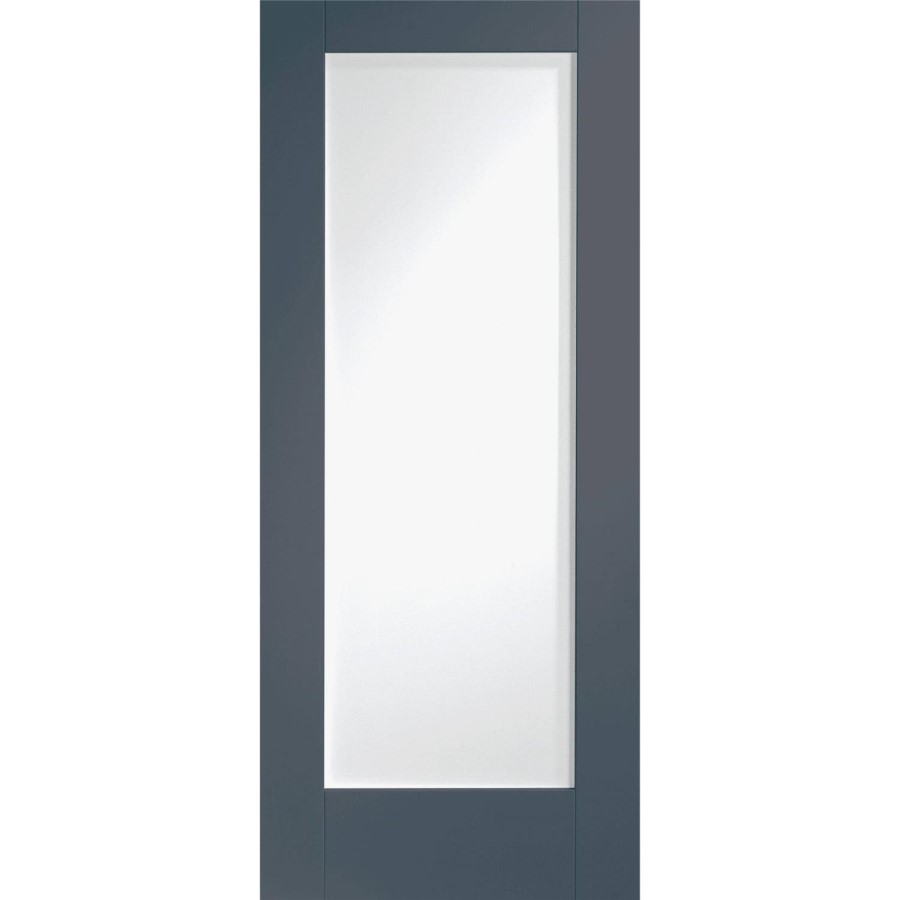 Internal White Primed Pattern 10 Fire Door with Clear Glass - 1981 x 686 x 44 mm, White Primed