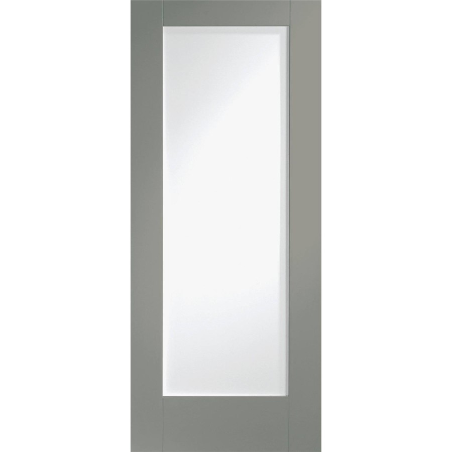 Internal White Primed Pattern 10 with Clear Glass - White Primed, 1981 x 762 x 35 mm