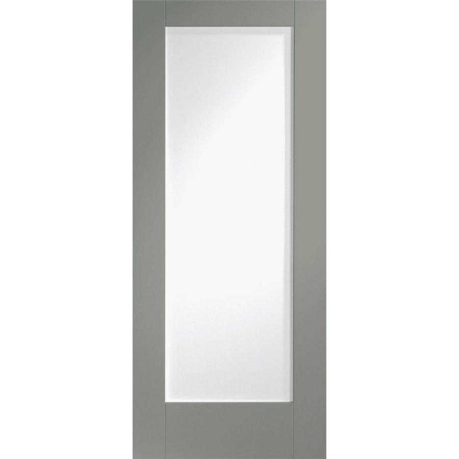 Internal White Primed Pattern 10 Fire Door with Clear Glass - 2032 x 813 x 44 mm, White Primed