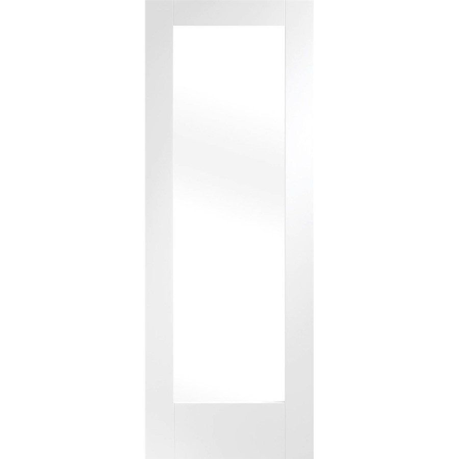 Internal White Primed Pattern 10 Fire Door with Clear Glass - 2032 x 813 x 44 mm, White Primed