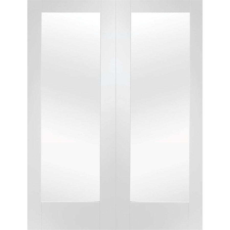 Internal White Primed Fully-Glazed French Doors with Clear Glass - 1981 x 1168 x 40mm - Pattern 10 - XL Joinery