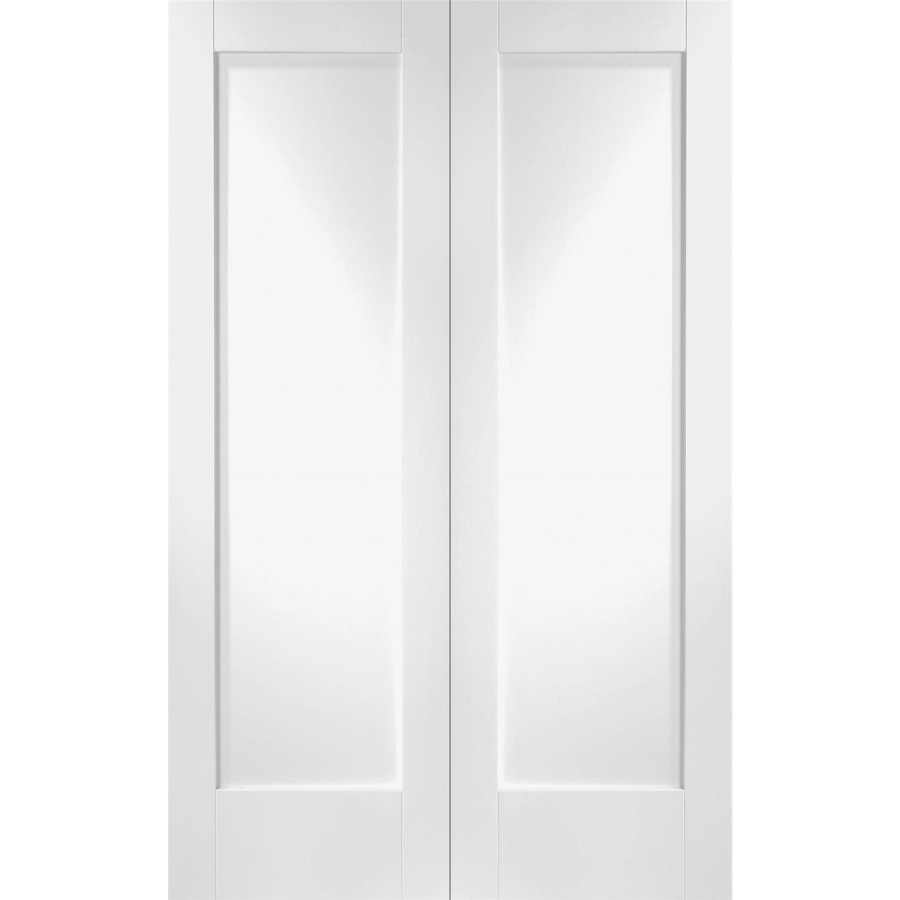 Internal White Primed Fully-Glazed French Doors with Clear Glass - 1981 x 1372 x 40mm - Pattern 10 - XL Joinery