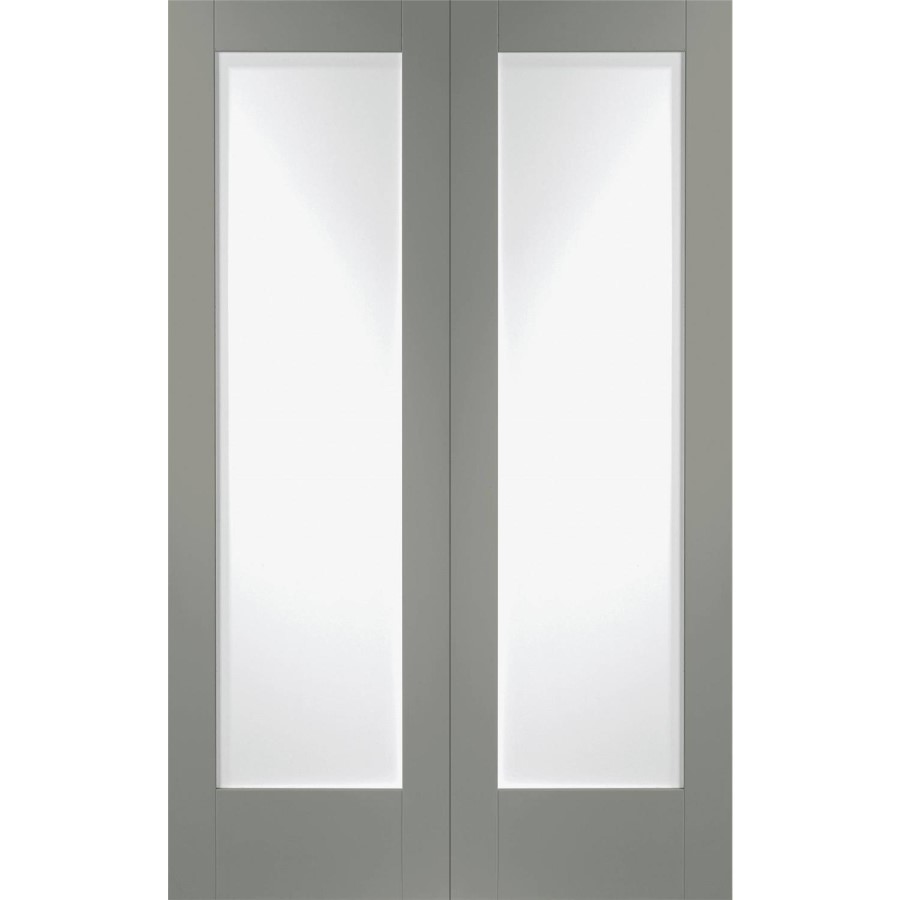 Pattern 10 Pair with Clear Glass - White Primed, 2040 x 826 x 40 mm