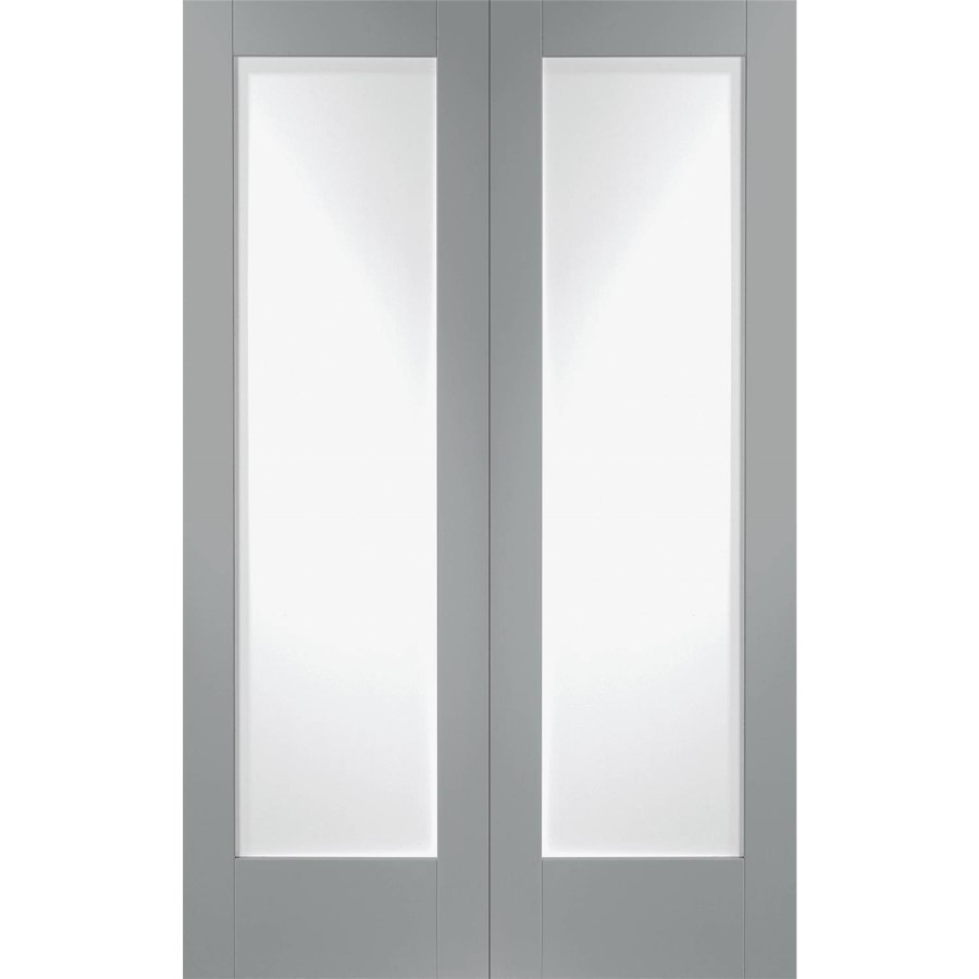 Pattern 10 Pair with Clear Glass - White Primed, 2040 x 826 x 40 mm