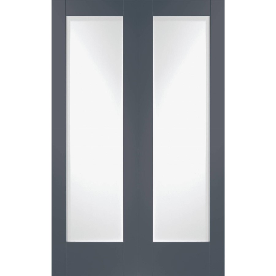 Pattern 10 Pair with Clear Glass - White Primed, 2040 x 826 x 40 mm