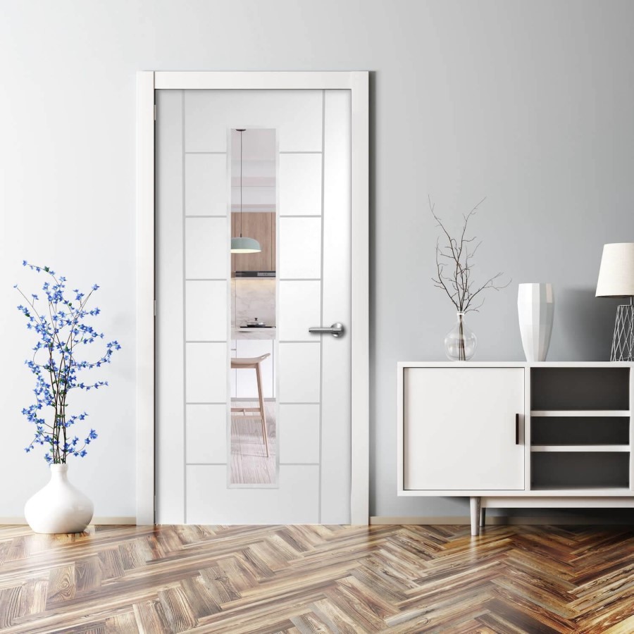 Palermo 1 Light Internal White Primed Door with Clear Glass - White Primed, 1981 x 762 x 35 mm