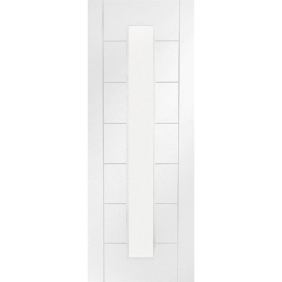 Internal White Primed Palermo 1L with Clear Glass Fire Door - White Primed, 1981 x 838 x 44 mm